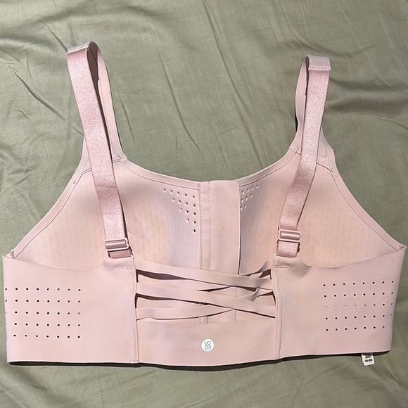Victorias Secret Seamless Light Pink Zip-Front Sports Bra 36B high impact EUC - Picture 2 of 3
